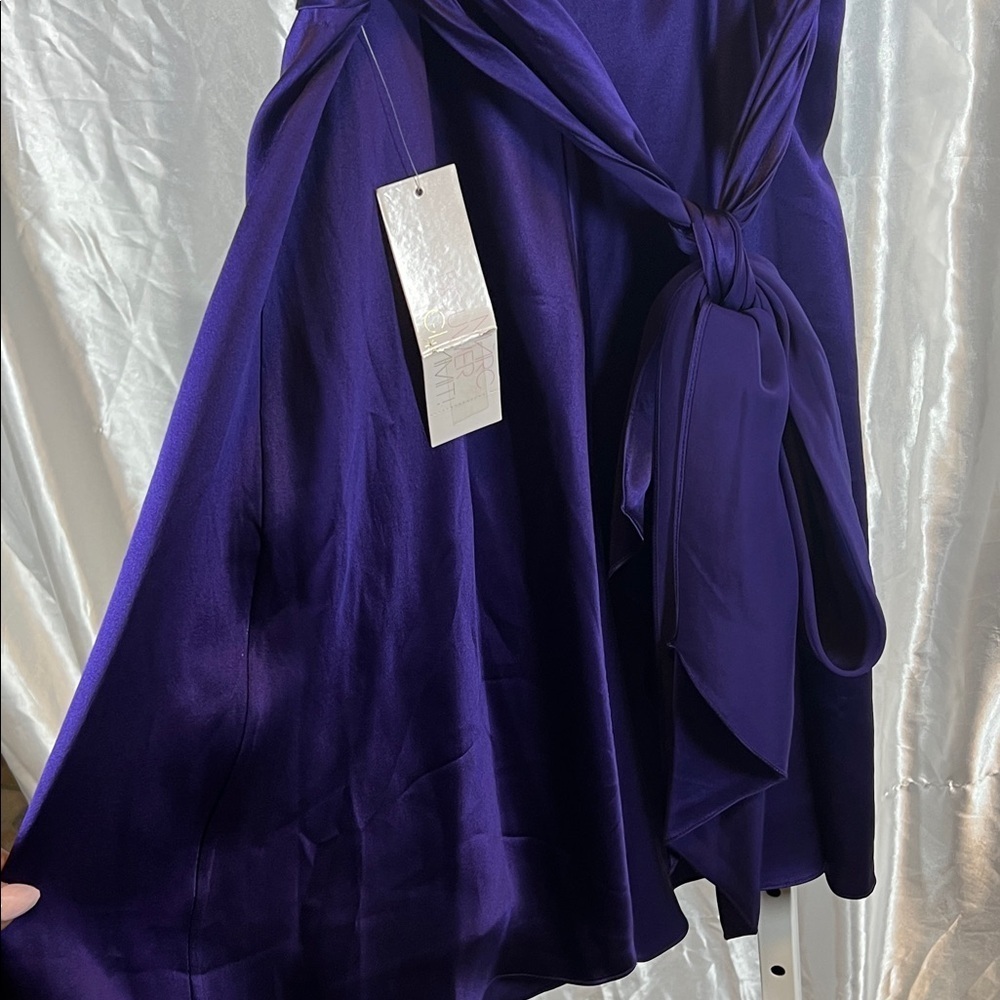 NWT 100% silk Marc Bouwer Purple Midi Dress 0158 - Picture 5 of 11